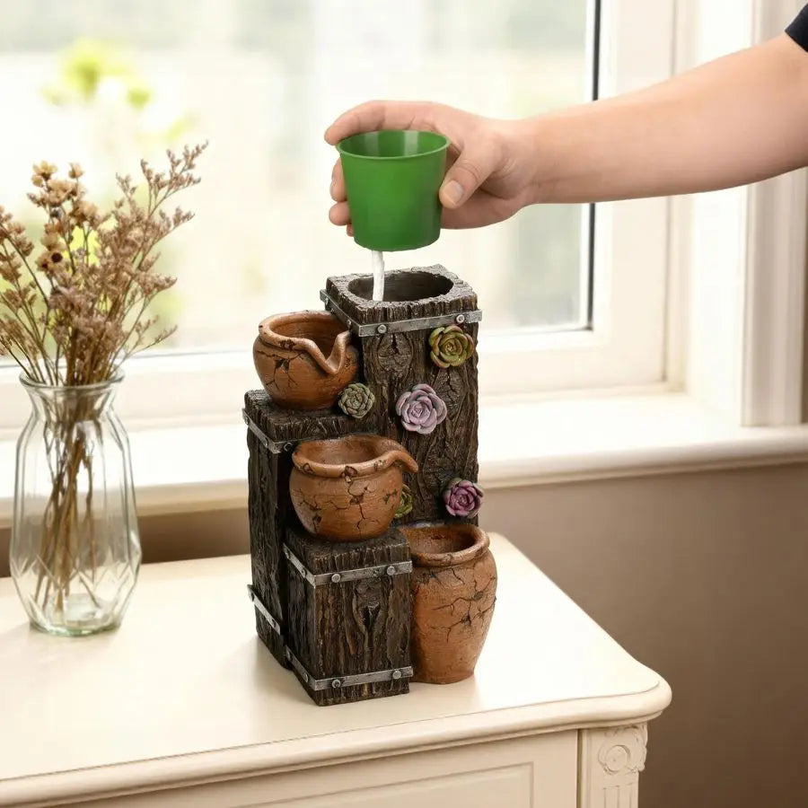 Succulent Growing Fountain with  LED Changing Lights