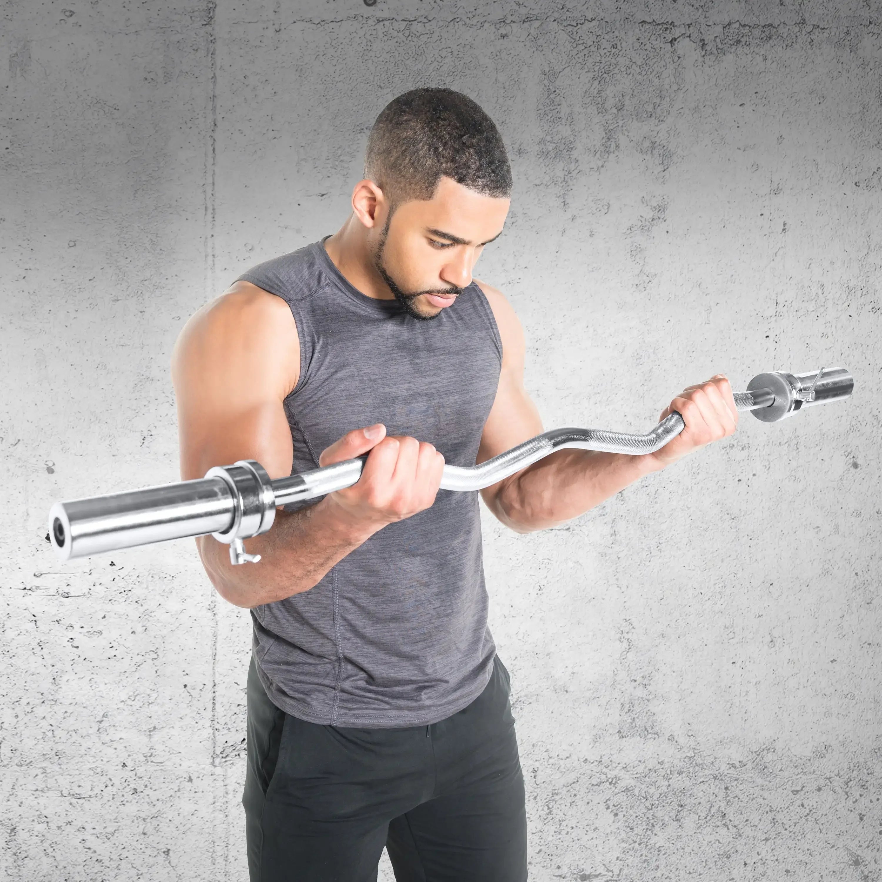 200lb Chrome Curl Bar with Collars