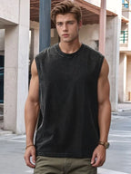 Washed Cotton Muscle Workout Tank Tops