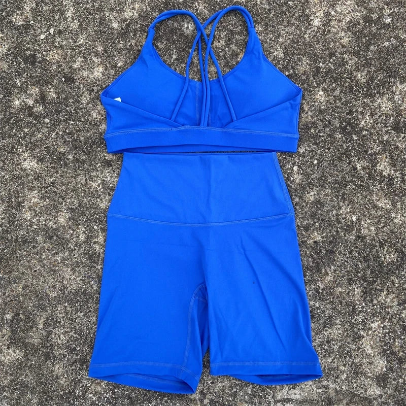 Women Gym Bra+High Waist Short Leggings.