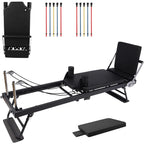 Foldable Reformer Pilates Machine with Adjustable Reformer Heights.