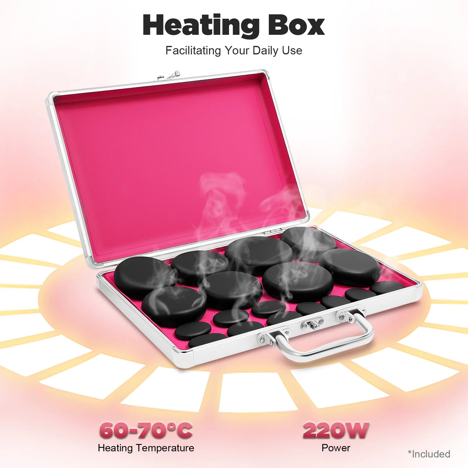 Professional Hot Stone Therapy Massage Kit with Heater