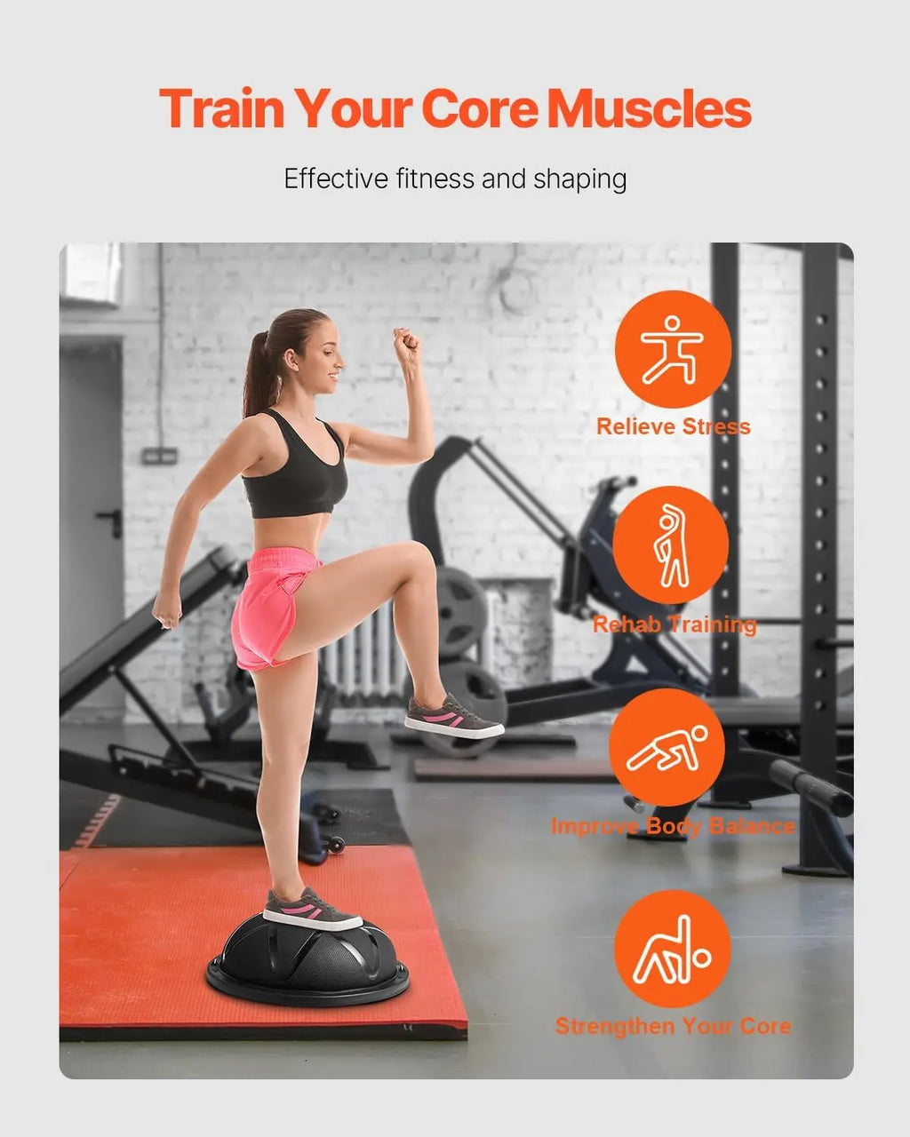 Half Exercise Balance Ball with Resistance Bands and Pump