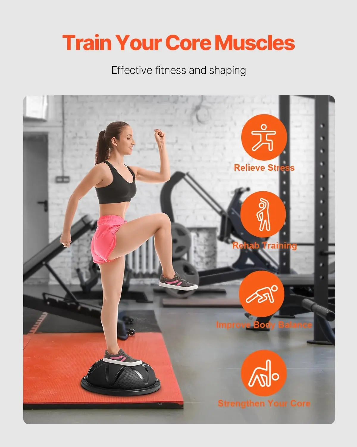 Half Exercise Balance Ball with Resistance Bands and Pump