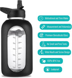 64 oz Glass Water Bottle with Straw & Handle