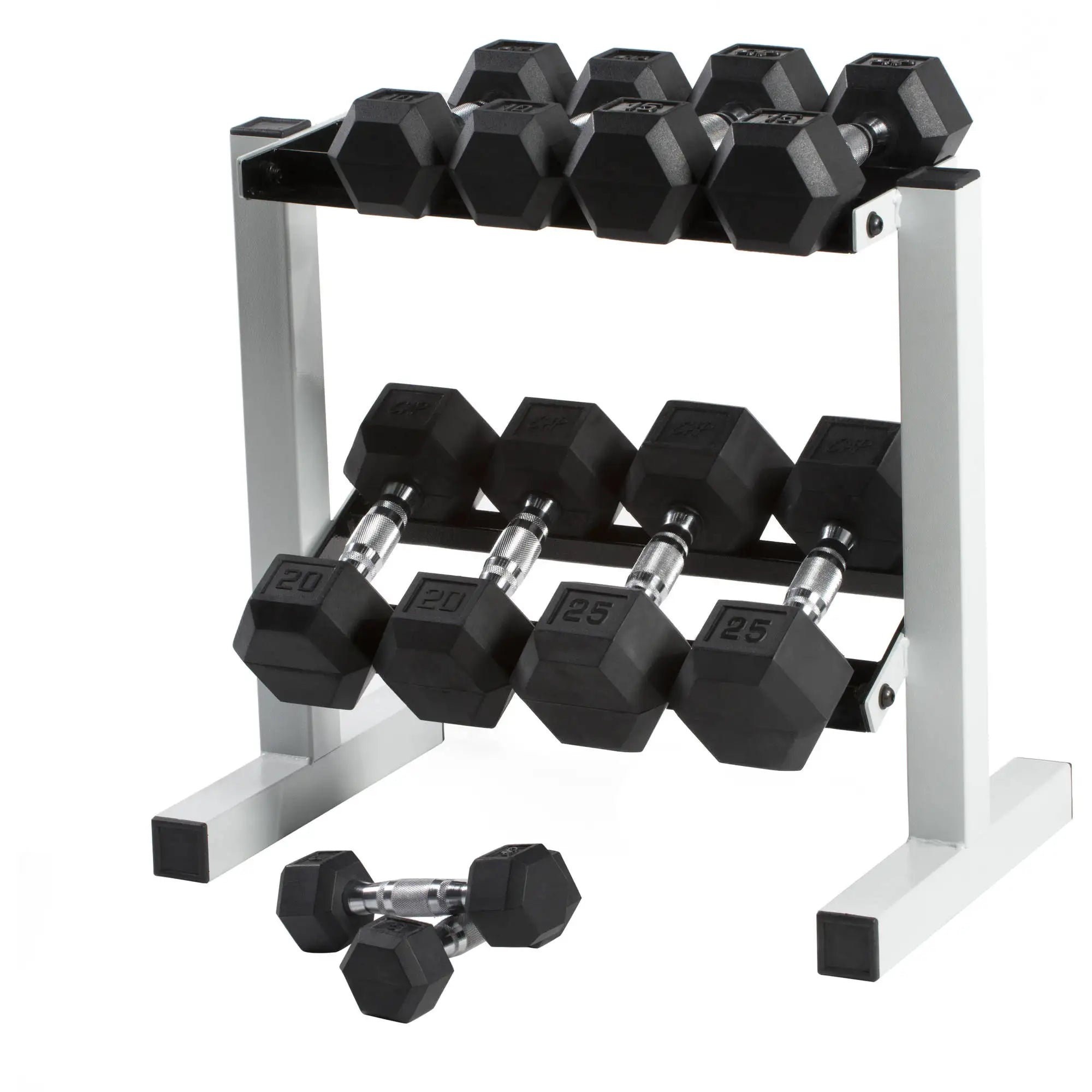 50 lb Rubber Hex Dumbbell Weight Set.
