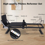 Foldable Reformer Pilates Machine with Adjustable Reformer Heights.
