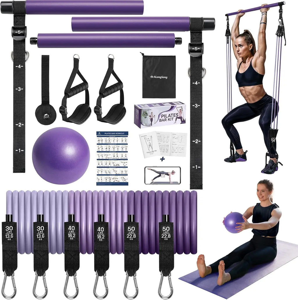Adjustable Pilates Bar Kit with Resistance Bands