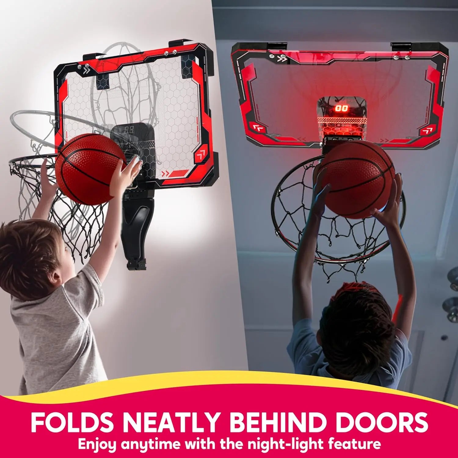 Mini Light Up Over The Door Basket Ball Hoop .