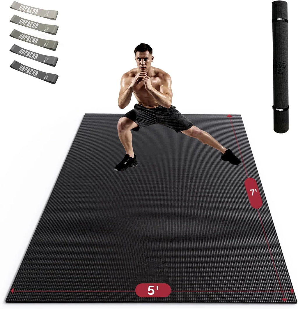 Extra Large Non Slip, Shock Absorbing, with Resistance Bands & Storage Bag Mat.