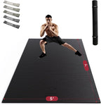 Extra Large Non Slip, Shock Absorbing, with Resistance Bands & Storage Bag Mat.