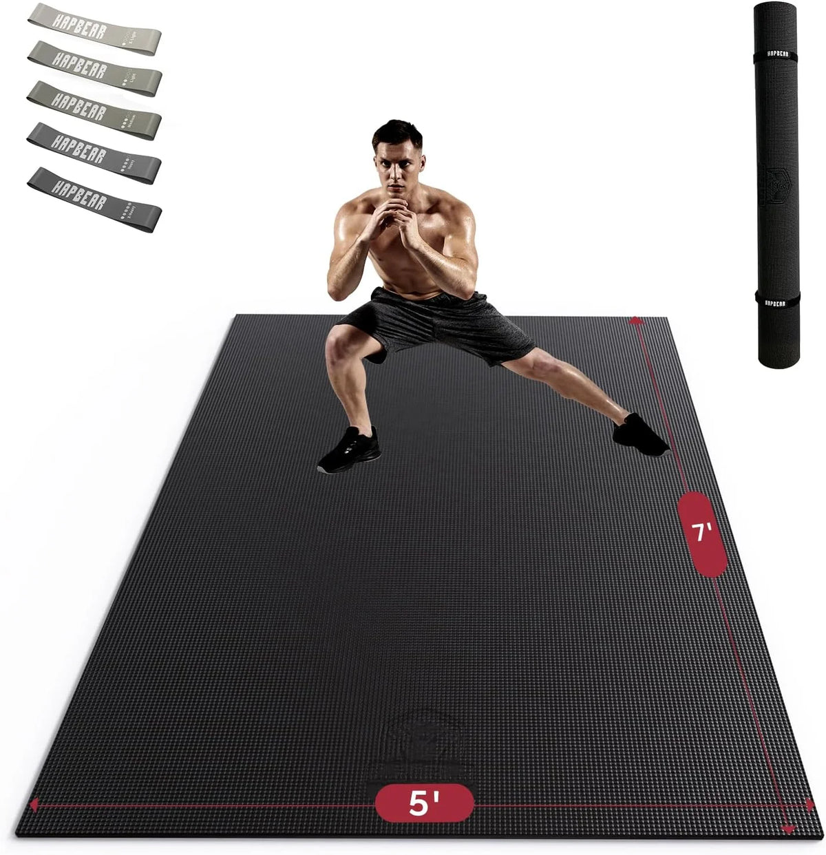 Extra Large Non Slip, Shock Absorbing, with Resistance Bands & Storage Bag Mat.