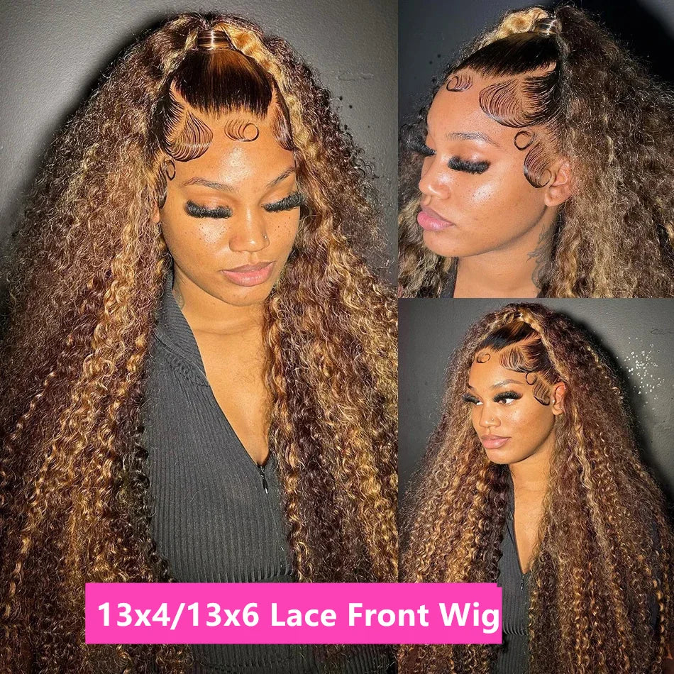 Curly 360 Full Lace Glueless Wig Human Hair Invisible Drawstring.