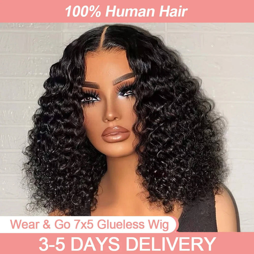 Short Curly Bob Wigs Human Hair .