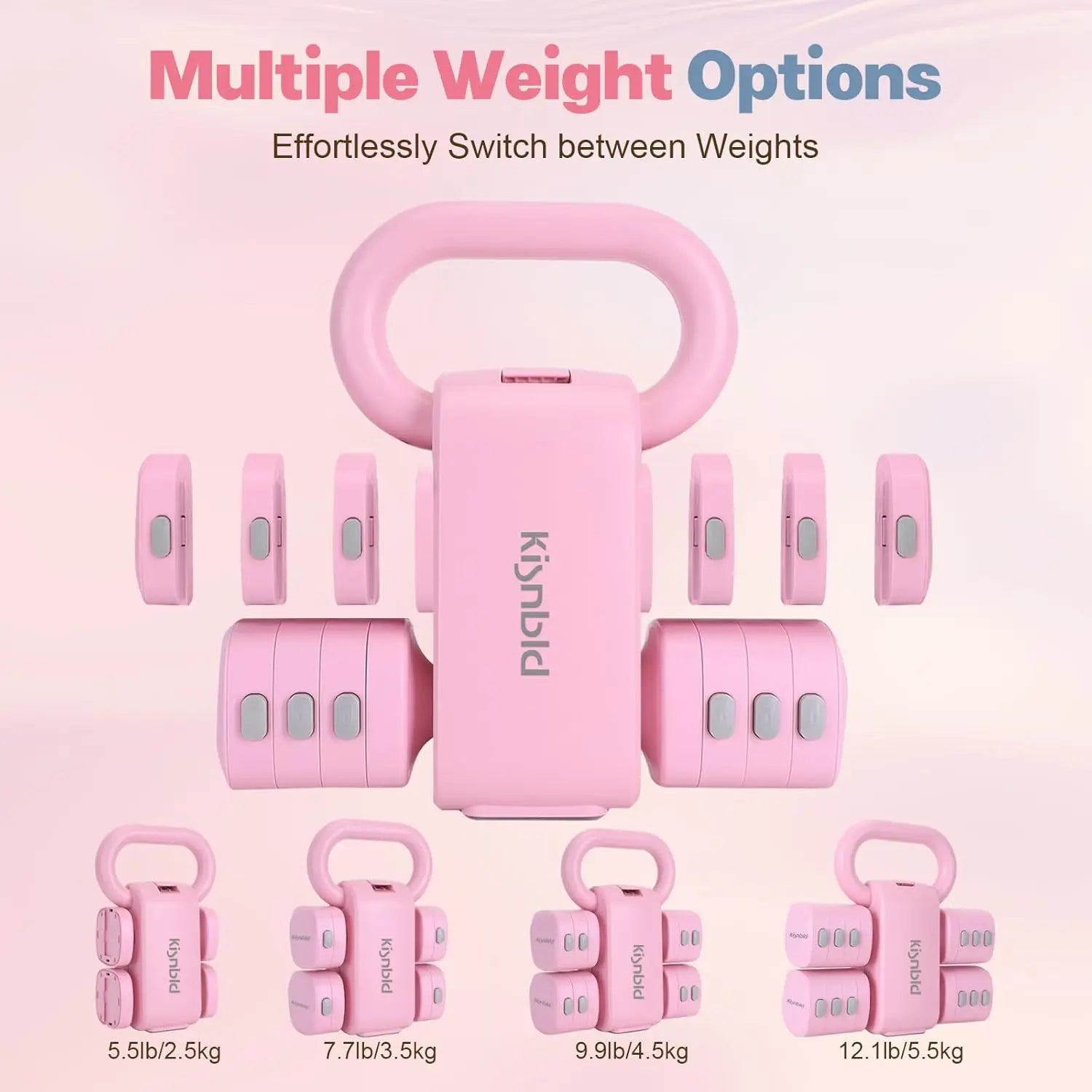 Adjustable Dumbbell Set of 2, 4-in-1Weights