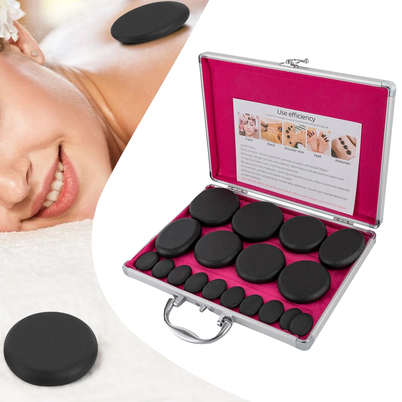 Relaxing Healing Hot Stones Massage Set
