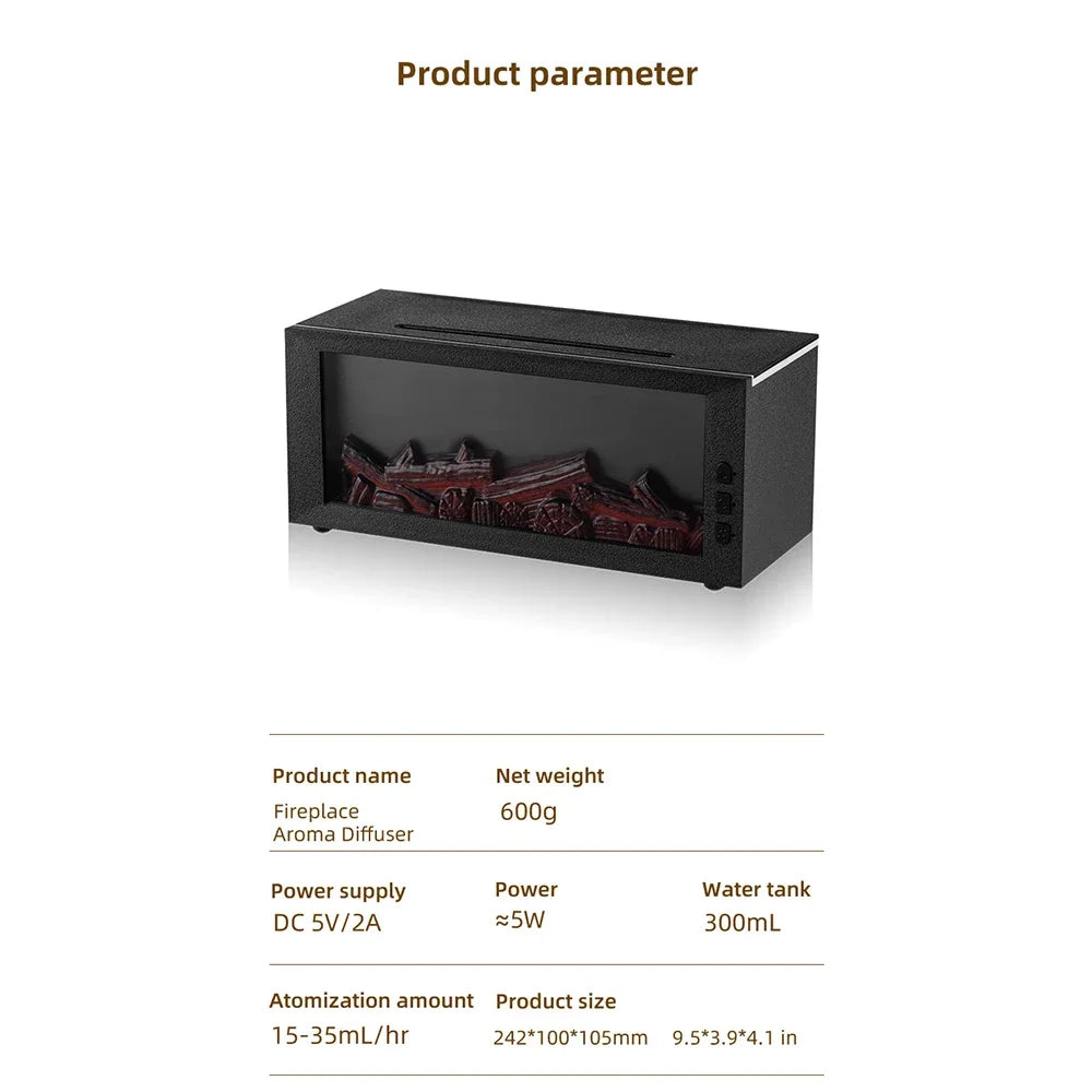 Essential Oils Humidifier with LED Light 4In1 Fireplace Air Humidifier