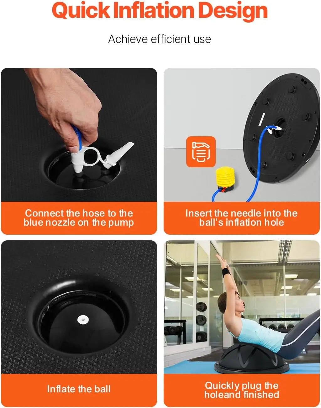 Half Exercise Balance Ball with Resistance Bands and Pump