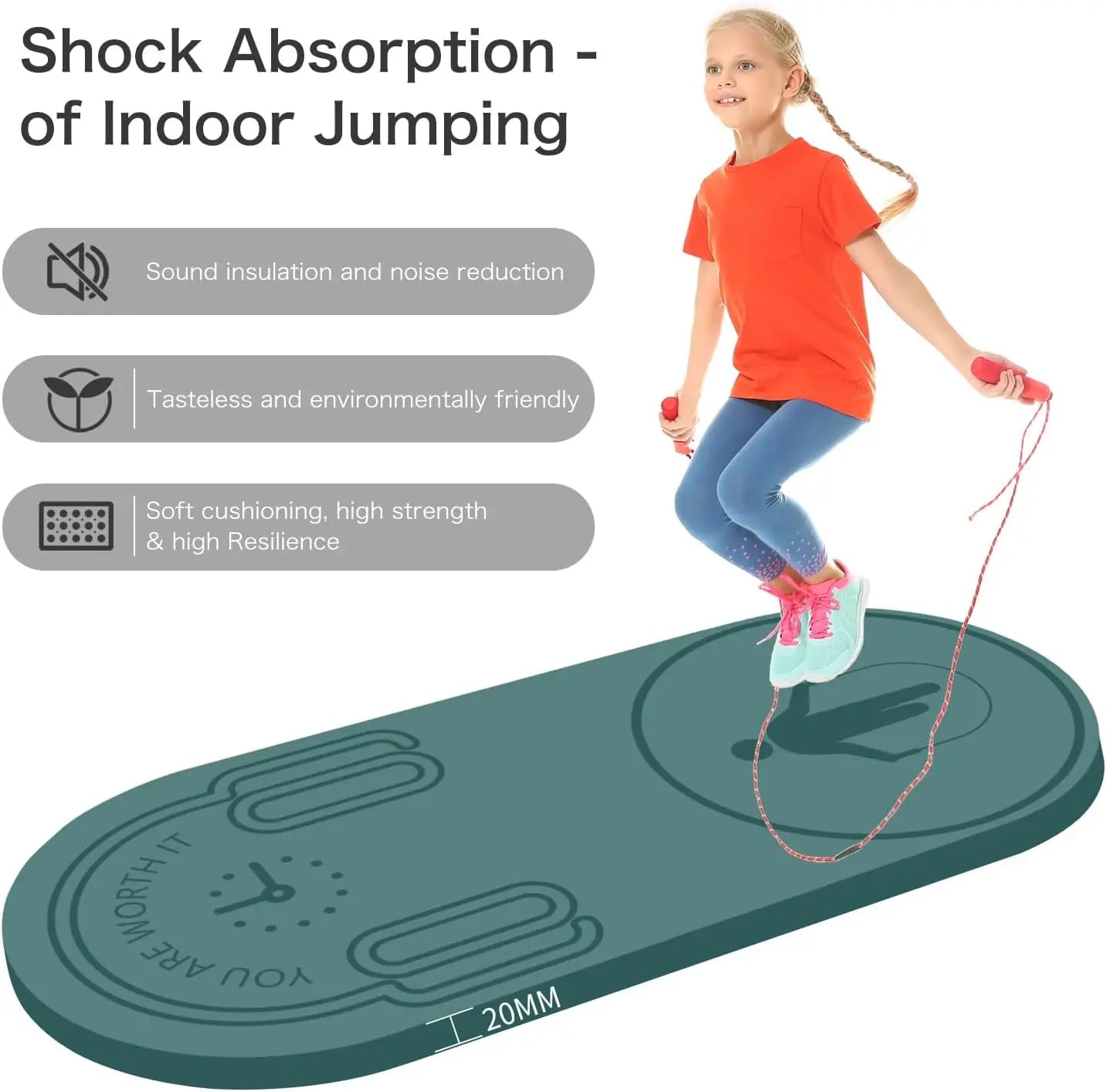 Jump Rope Mat with Carrying Bag & Rope
