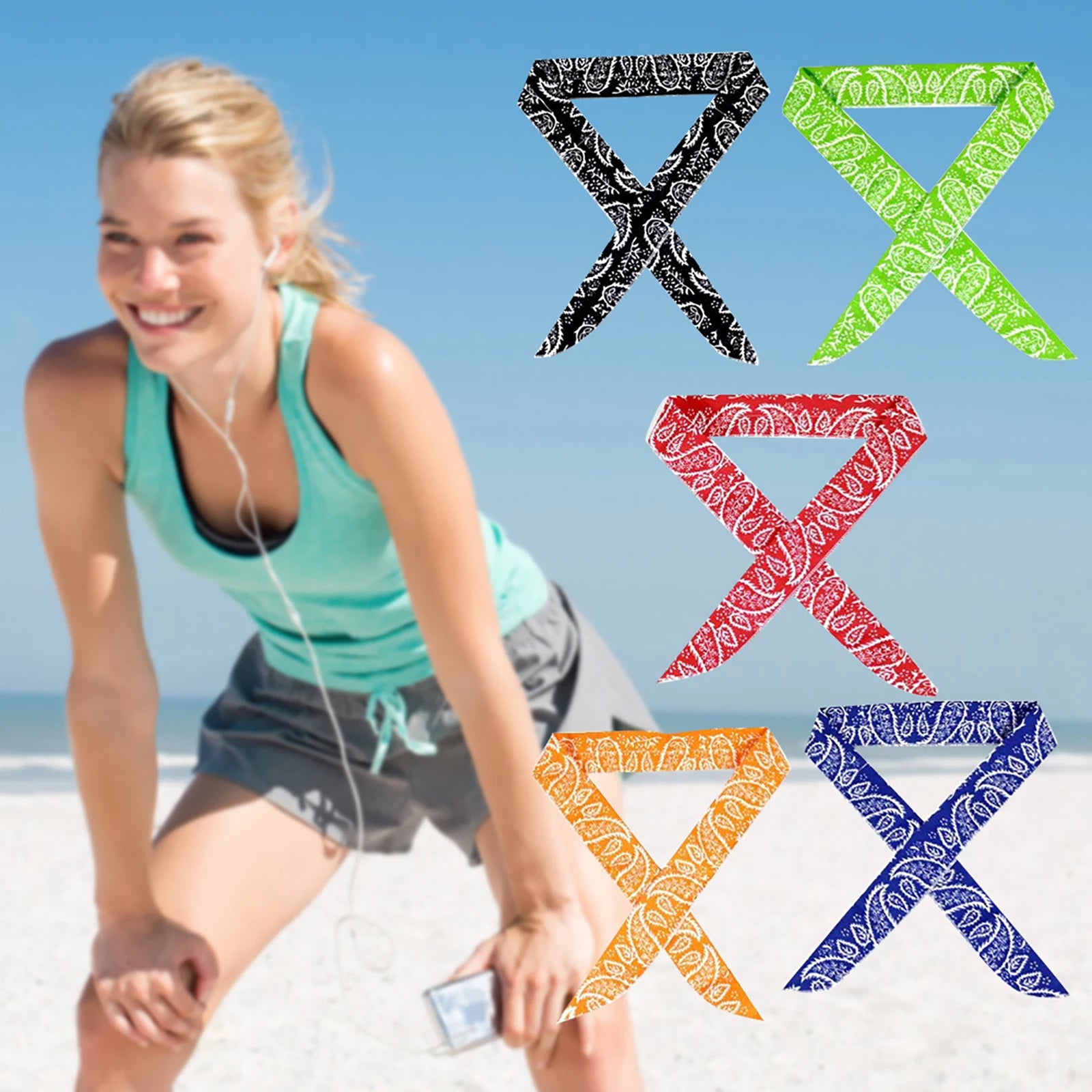 5 Pcs Outdoor Sports Headband Cool Scarf Neck Wrap