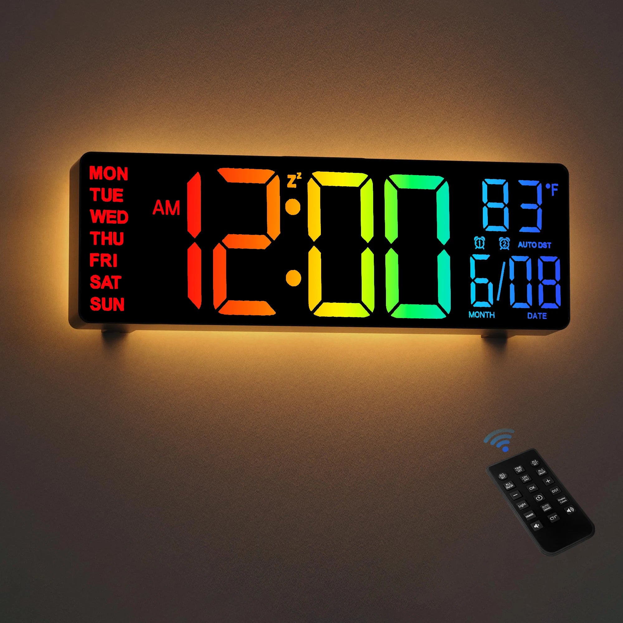 10.5" Digital Wall Clock, LED Display with Remote