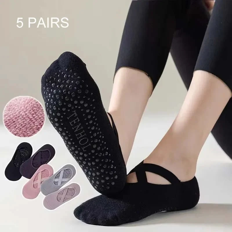 Women Cotton Silicone Non-slip Pilates Grip Sports Sock.