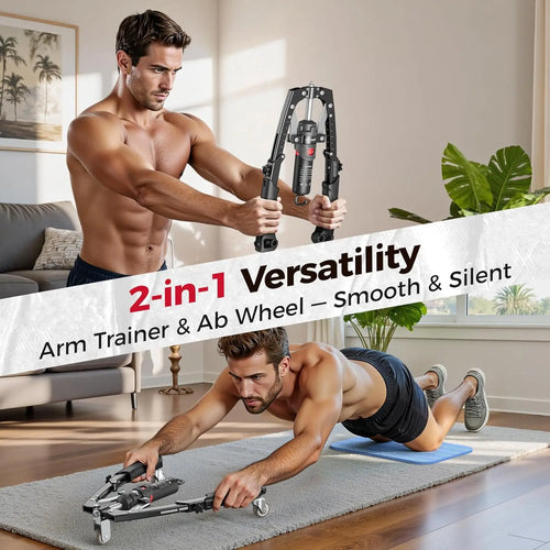 3-in-1 Twister Arm Trainer with Ab Roller Wheel.