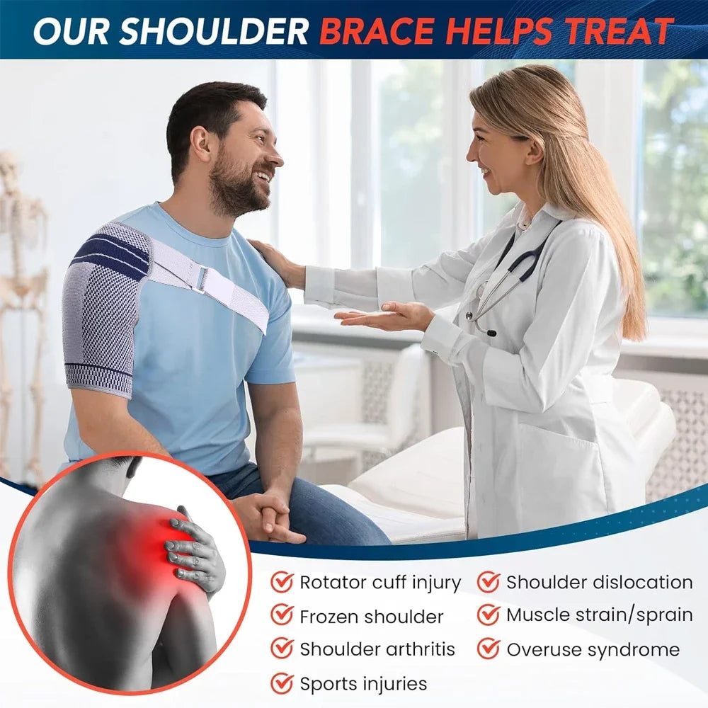 Shoulder Brace for Stabilizer Compression Sleeve With Adjustable Strap.
