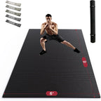 Extra Large Non Slip, Shock Absorbing, with Resistance Bands & Storage Bag Mat.