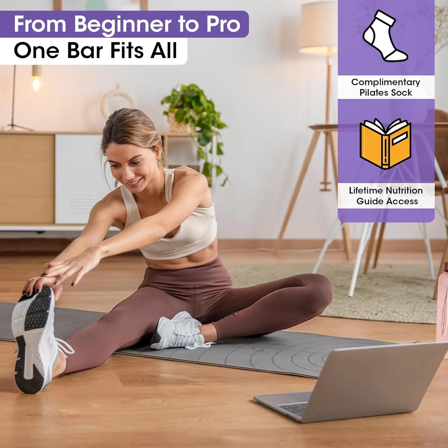Multifunctional Pilates Bar Kit with Resistance Band