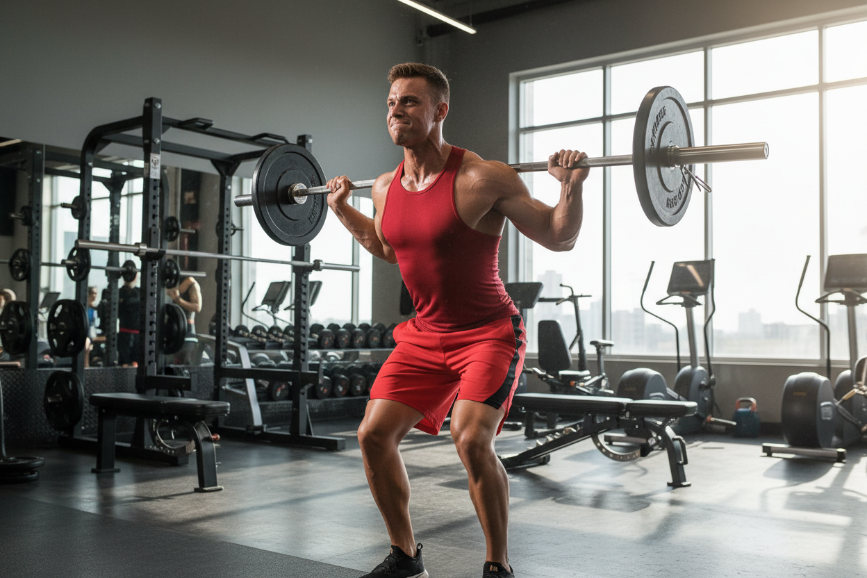 realisitc image of someone working out wearing red